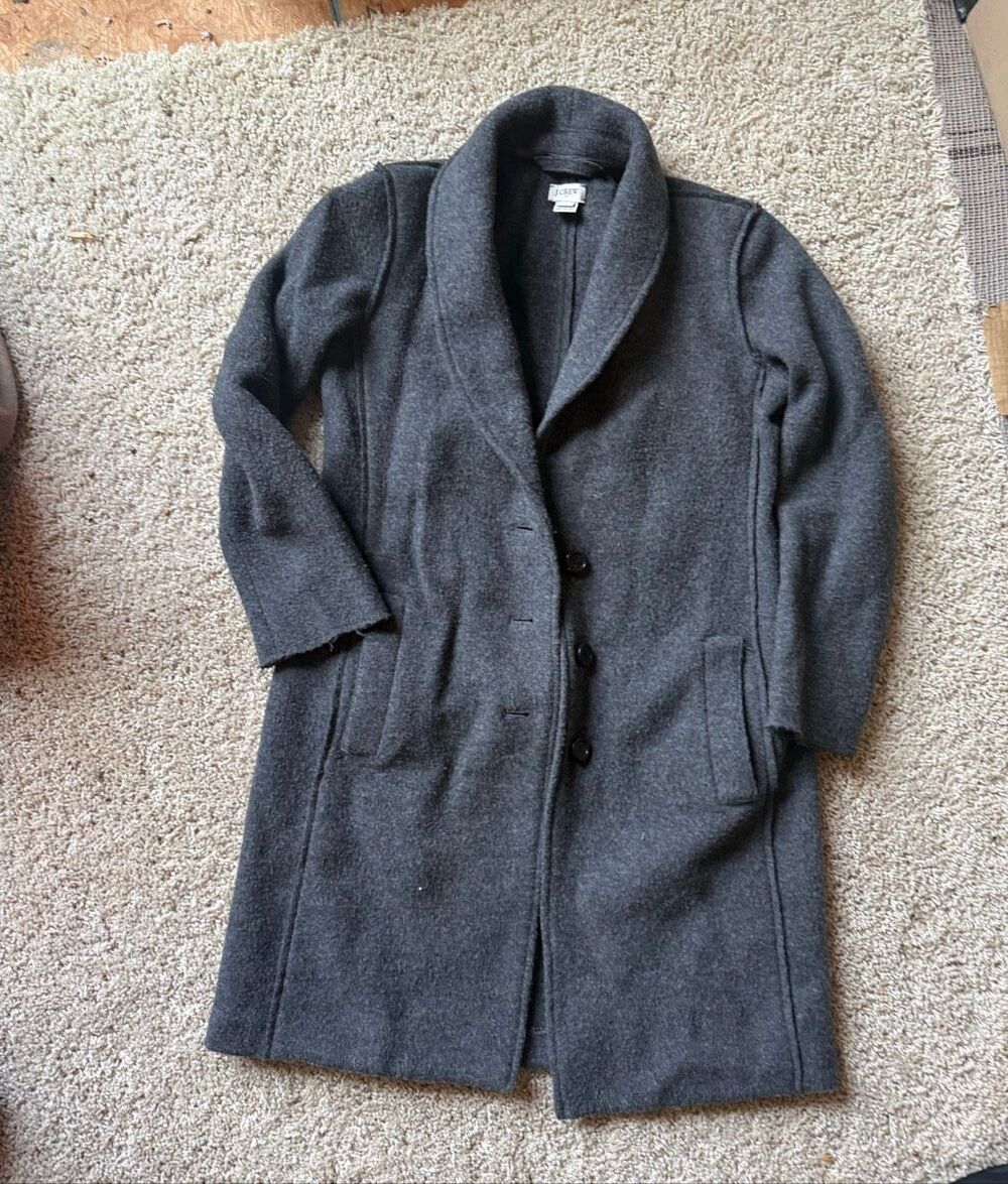 J. Crew Long Wool blend cost jacket button collar size 00